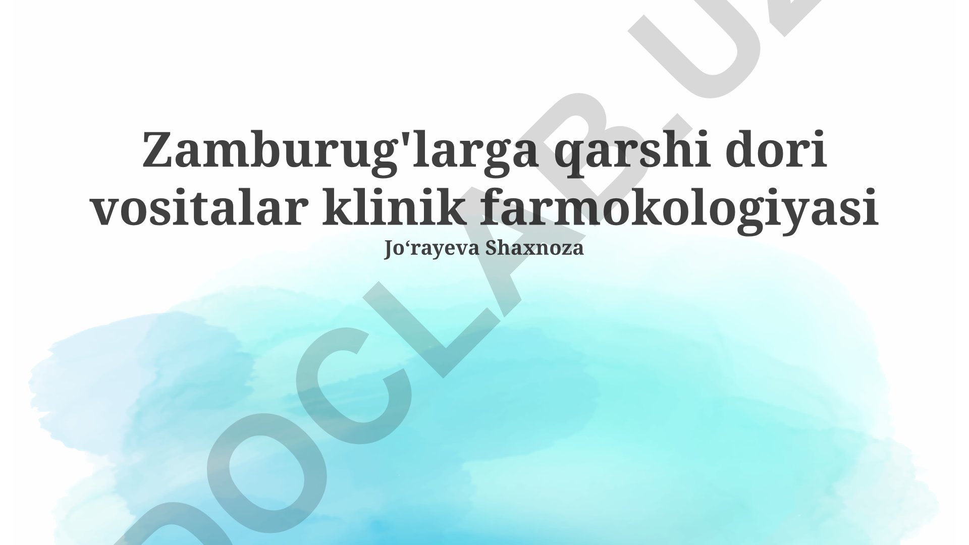 Zamburug'larga qarshi dori vositalar klinik farmokologiyasi