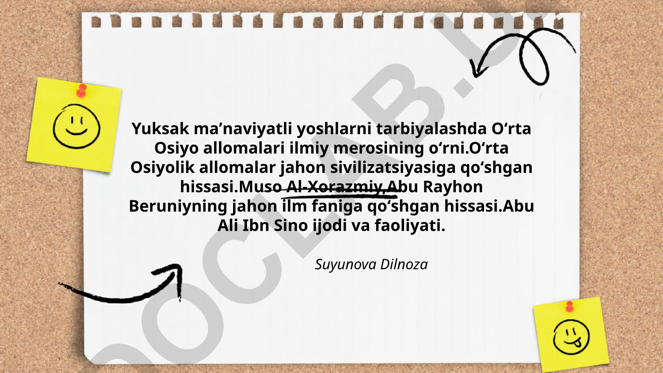 Yuksak maʼnaviyatli yoshlarni tarbiyalashda Oʻrta Osiyo allomalari ilmiy merosining oʻrni
