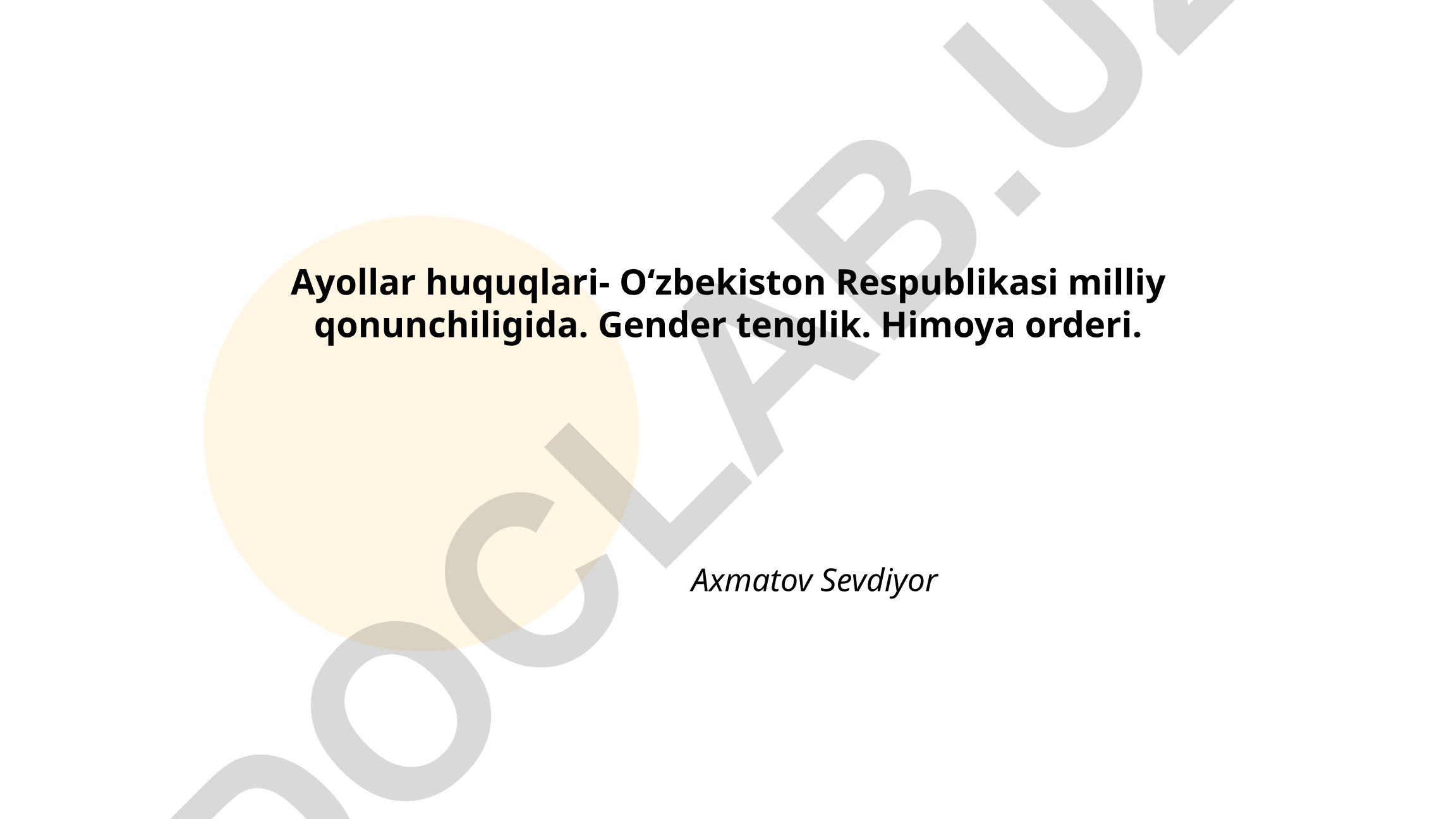 O'zbekistonda ayollar huquqlari va gender tenglik