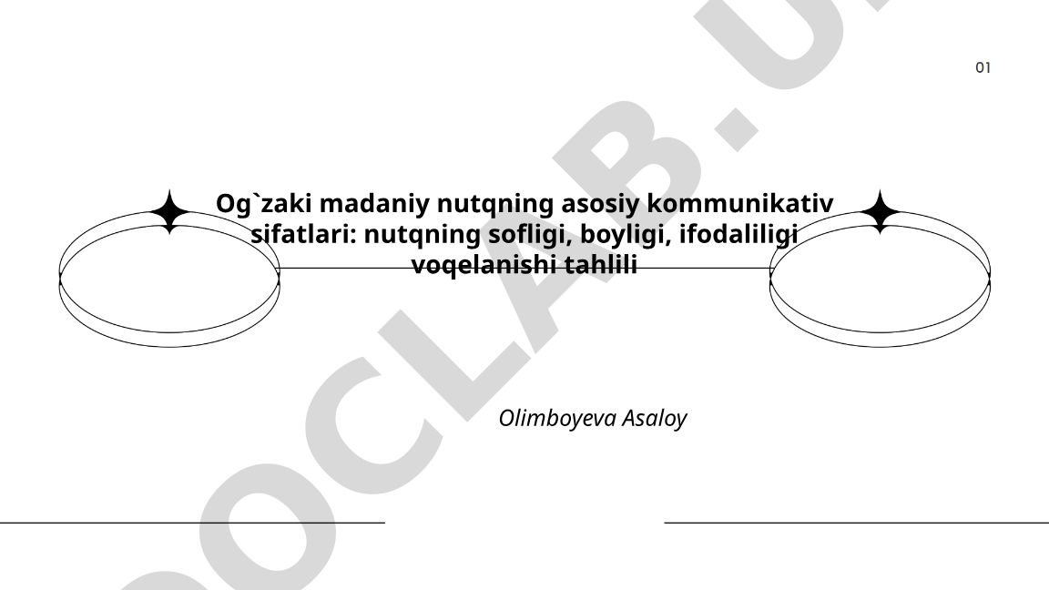 Og'zaki madaniy nutqning asosiy kommunikativ sifatlari: soflik, boylik, ifodalilik