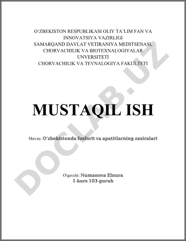 Oʻzbekistonda fosforit va apatitlarning zaxiralari