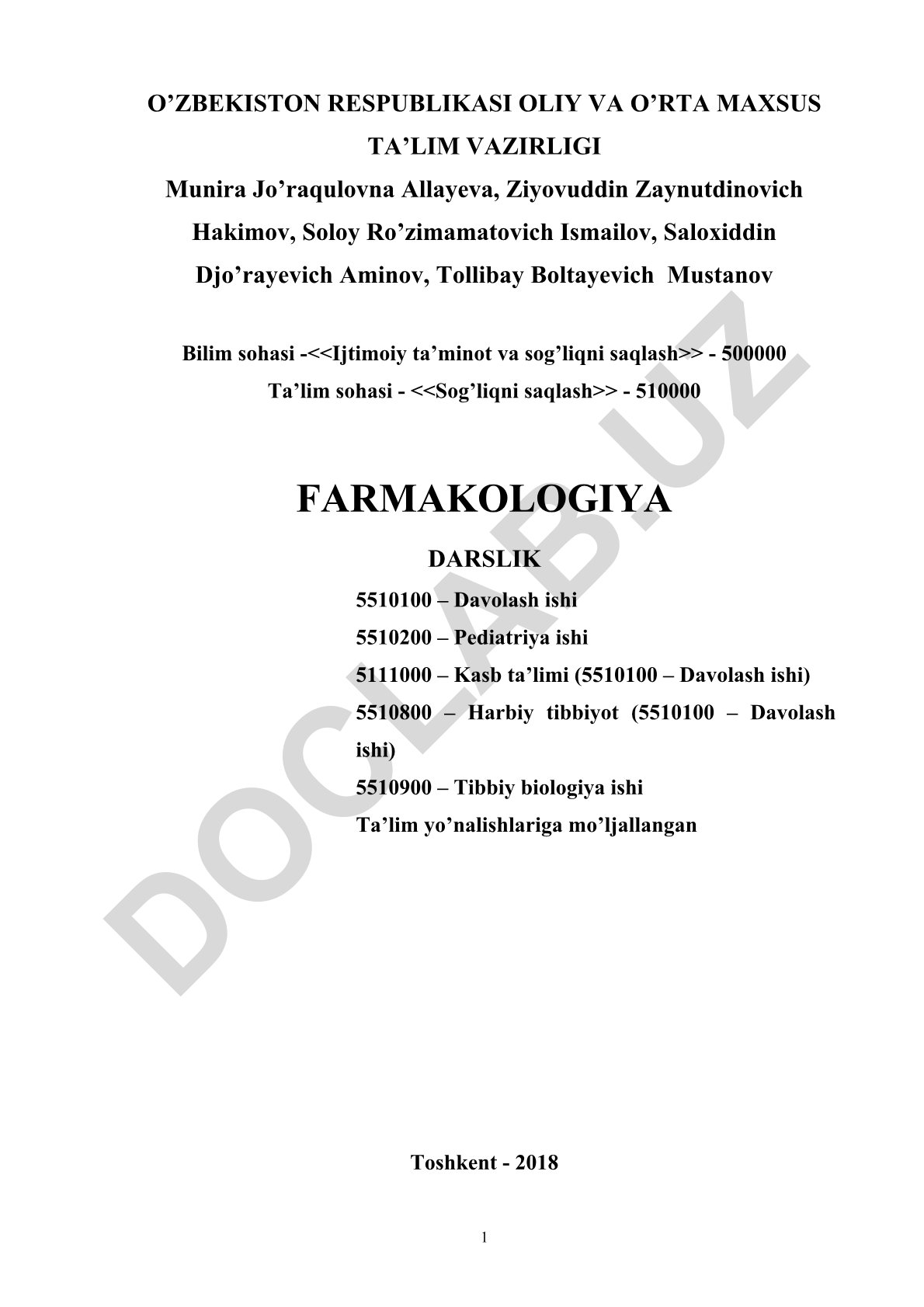Farmakologiya darsligi