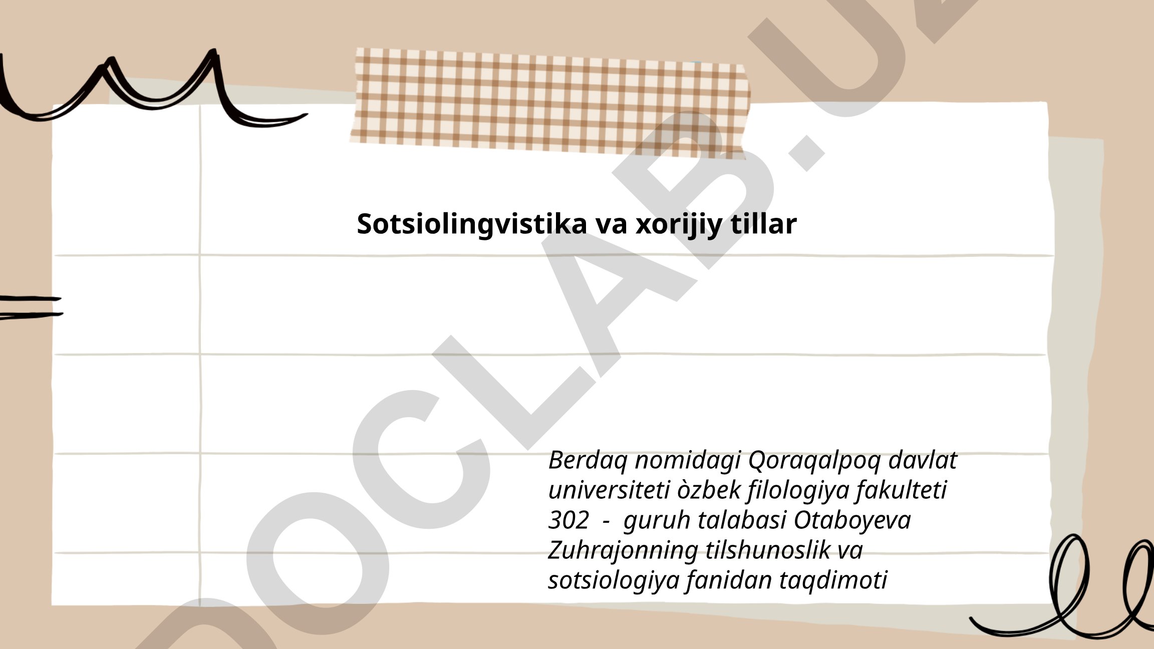 Sotsiolingvistika va xorijiy tillar