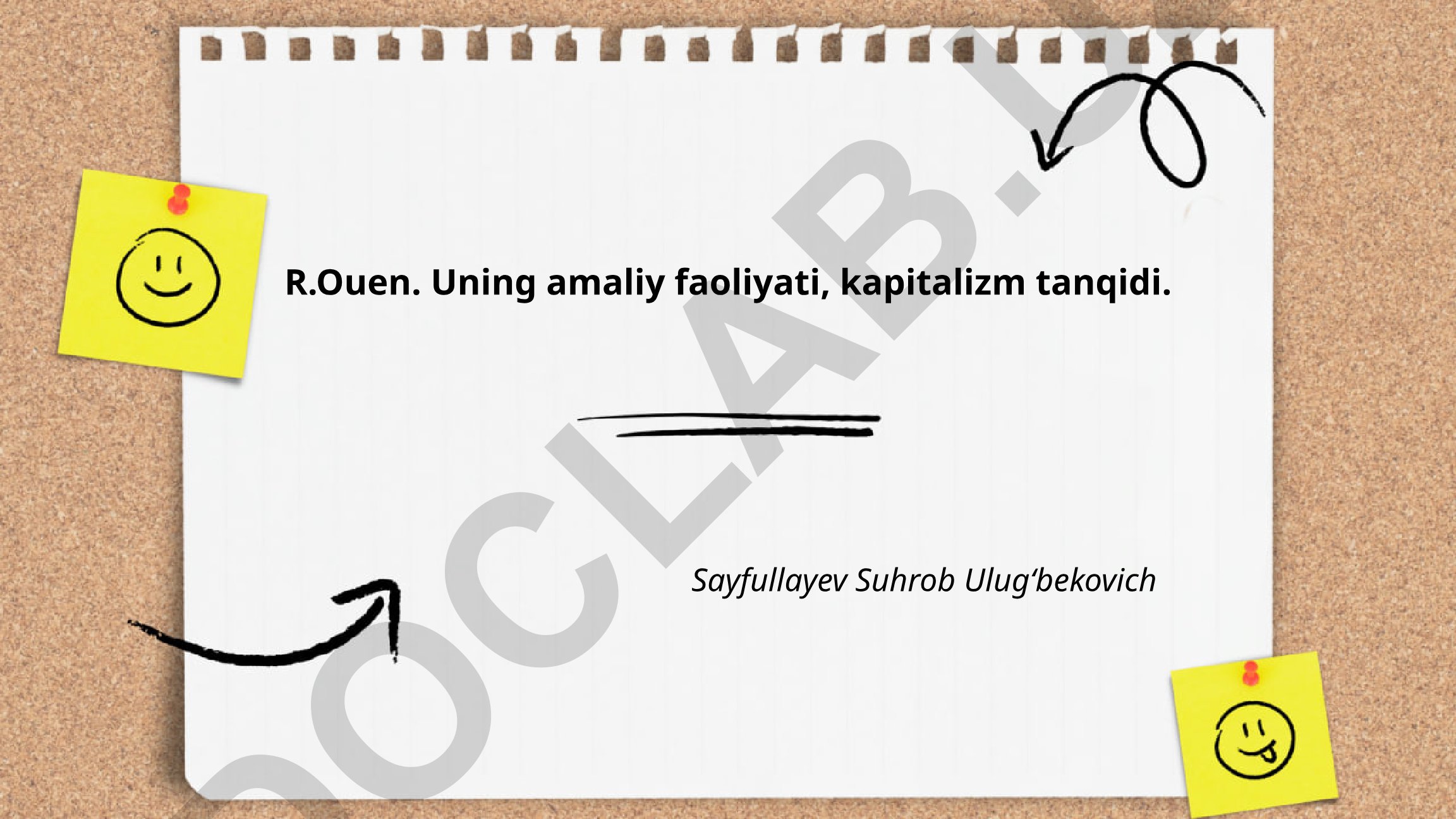 R. Ouenning amaliy faoliyati va kapitalizm tanqidi