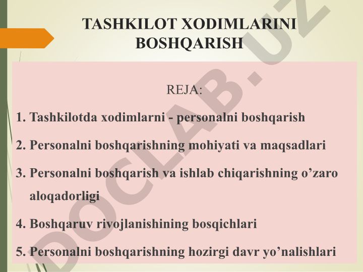 Tashkilot xodimlarini boshqarish rejasi