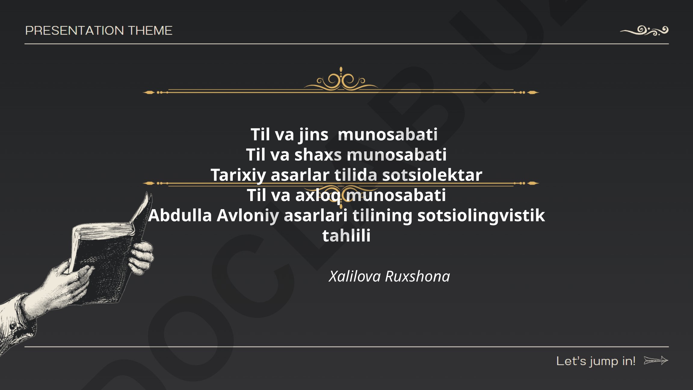 Abdulla Avloniy asarlari tilining sotsiolingvistik tahlili
