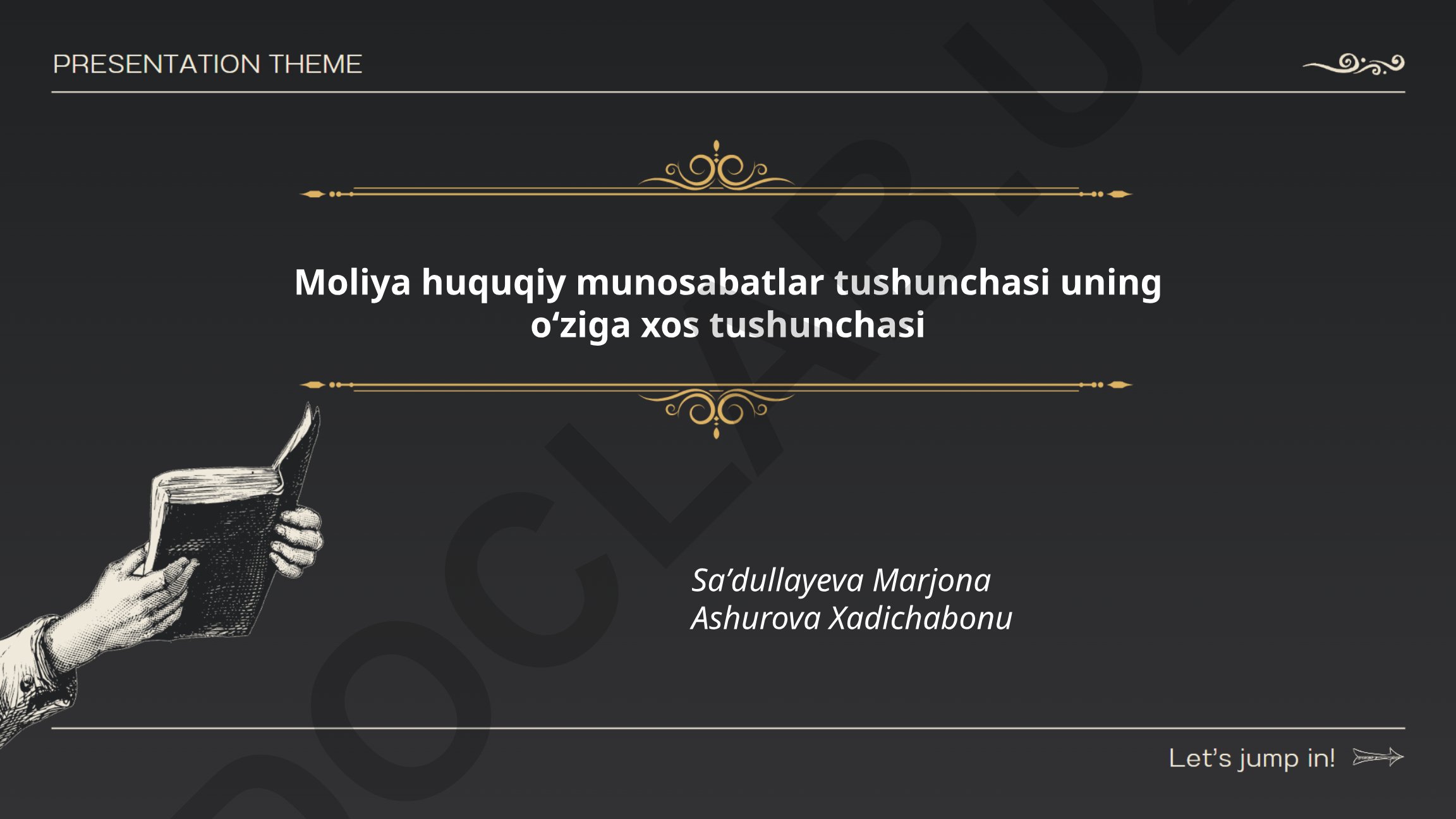 Moliya huquqiy munosabatlarining tushunchasi va mohiyati