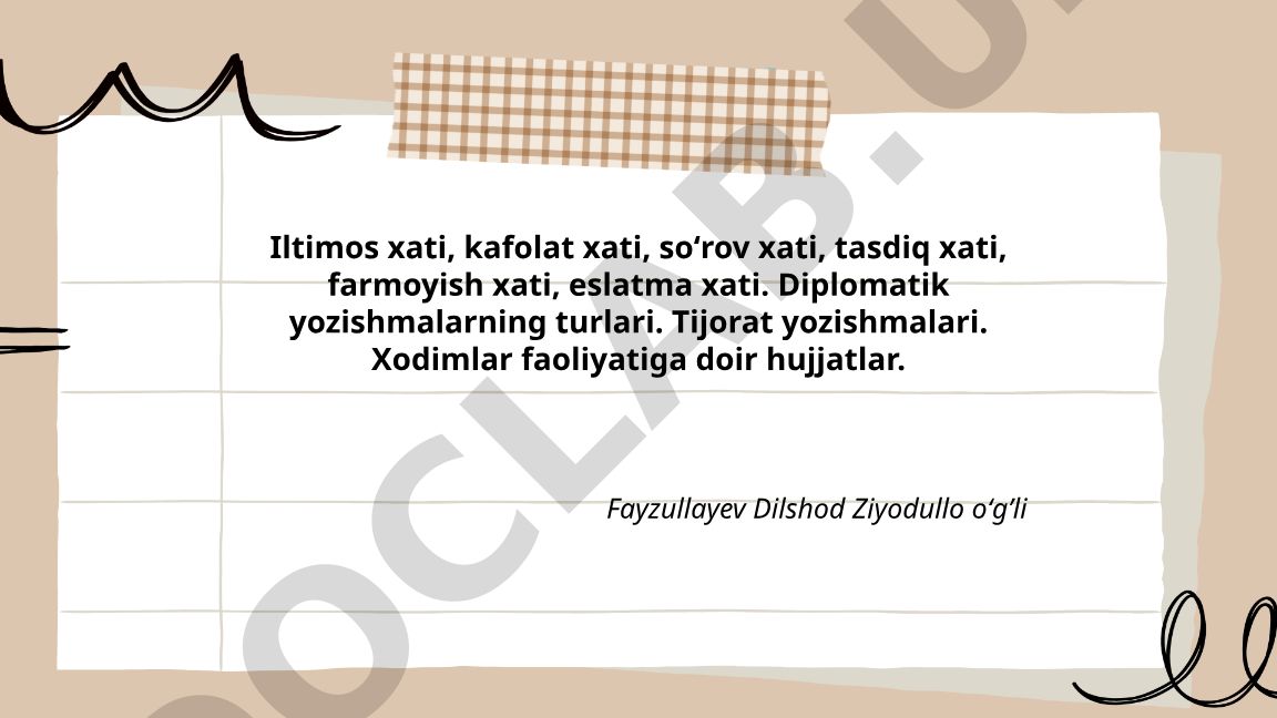 Iltimos xati va boshqa rasmiy yozishmalar turlari