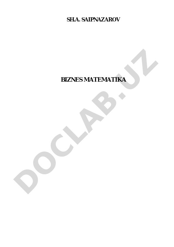 Biznes matematika o'quv qo'llanmasi