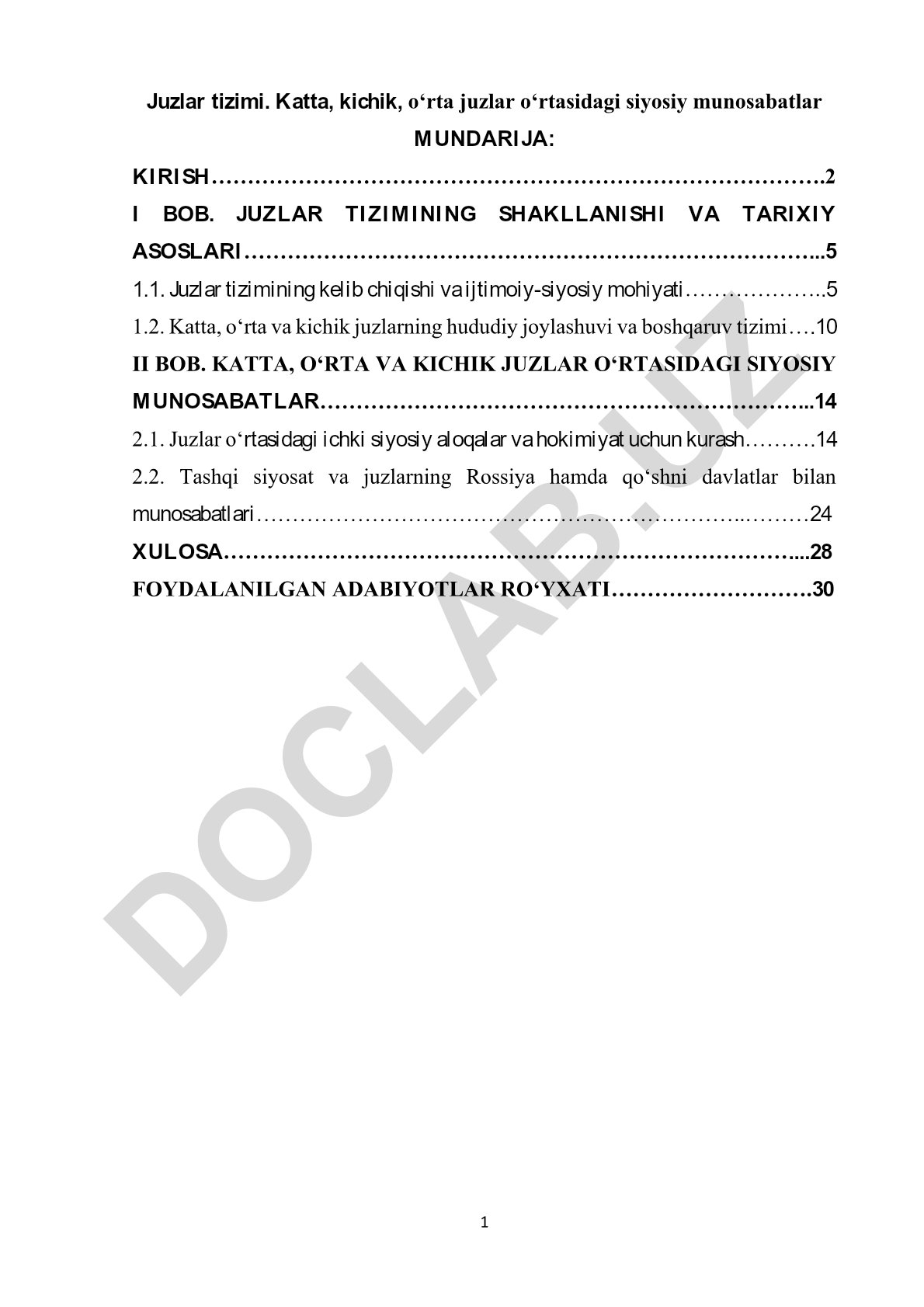 Qozoq xalqida juzlar tizimi va ular o'rtasidagi siyosiy munosabatlar