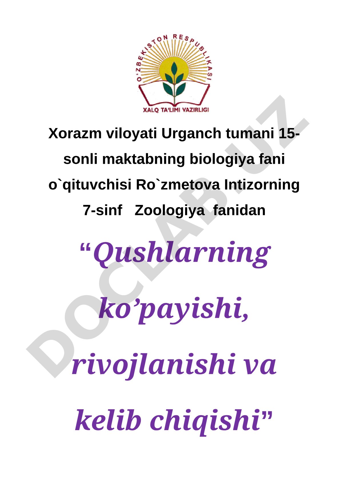 Qushlarning ko'payishi, rivojlanishi va kelib chiqishi