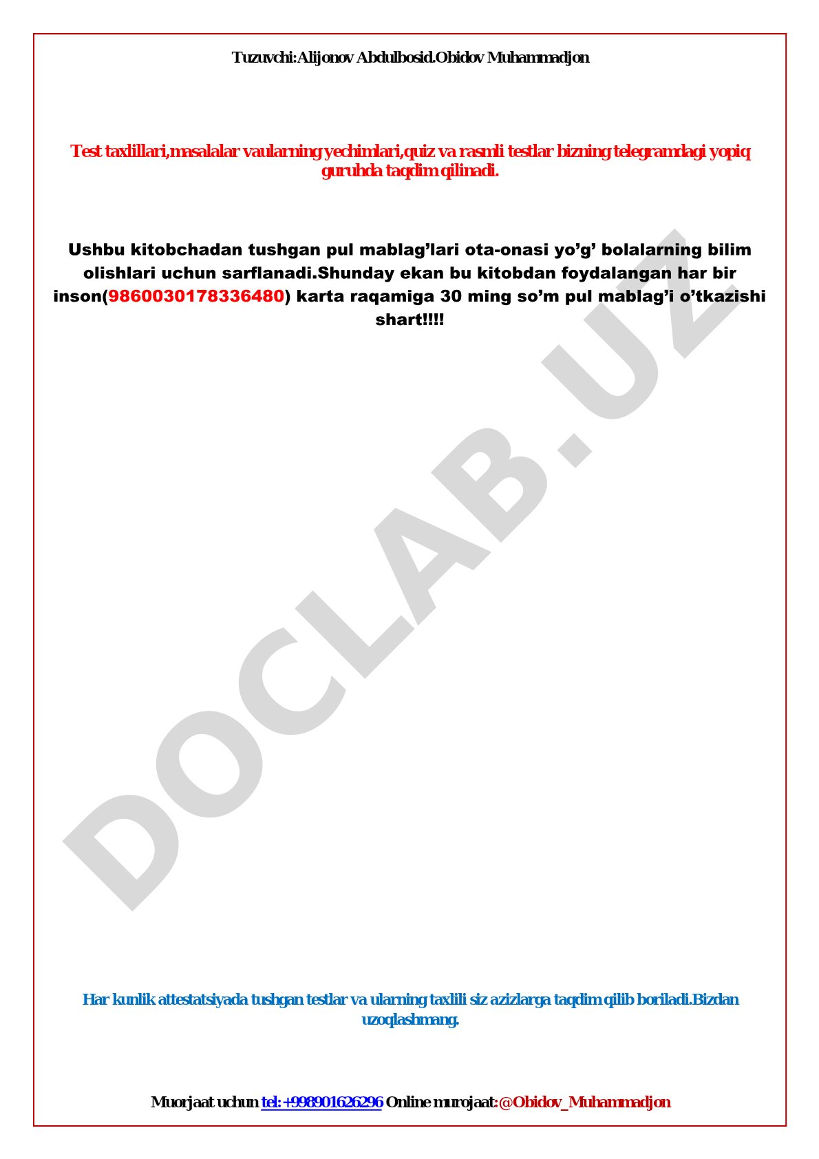 Attestatsiya savollar va javoblar