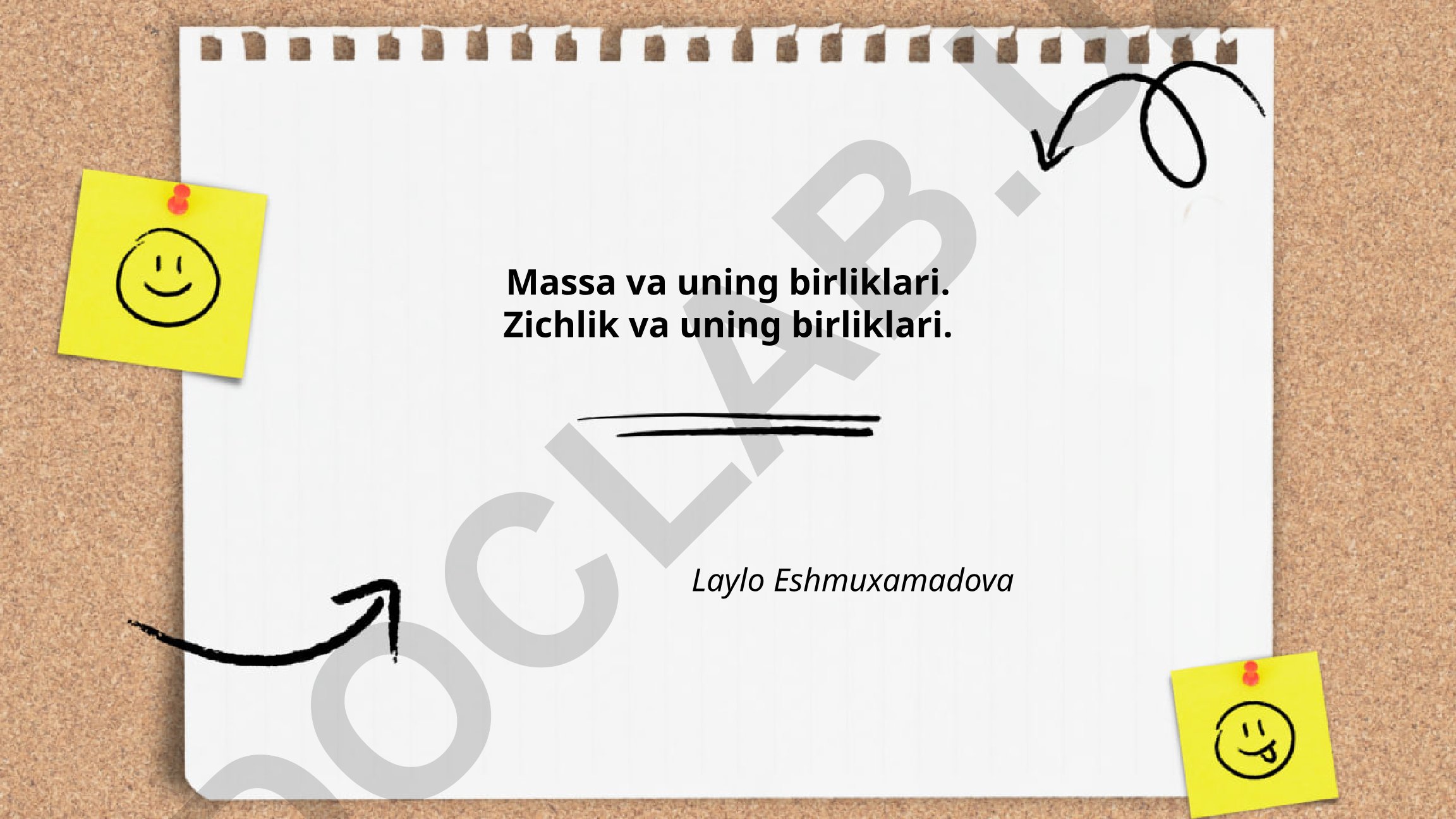 Massa va uning birliklari. Zichlik va uning birliklari