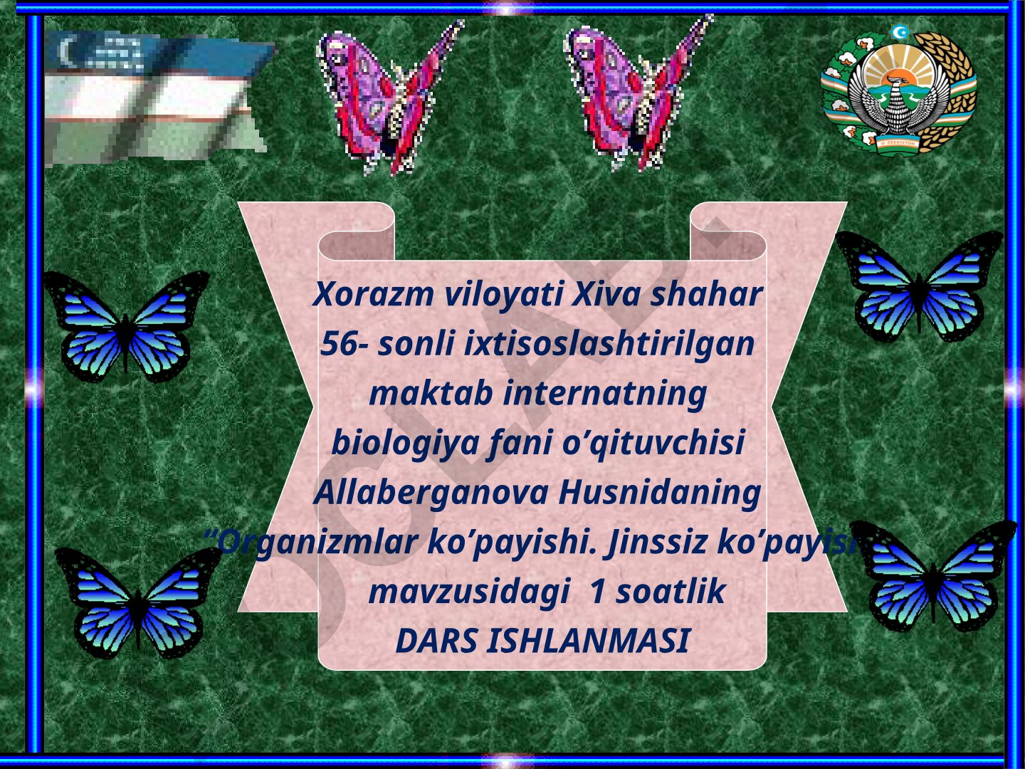 Organizmlar ko'payishi. Jinssiz ko'payish