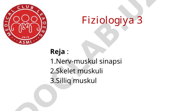 Nerv-muskul sinapsi, skelet va silliq muskullar fiziologiyasi