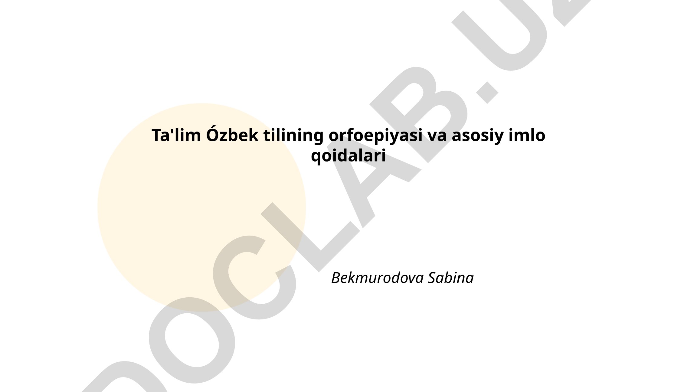 O'zbek tilining orfoepiyasi va asosiy imlo qoidalari