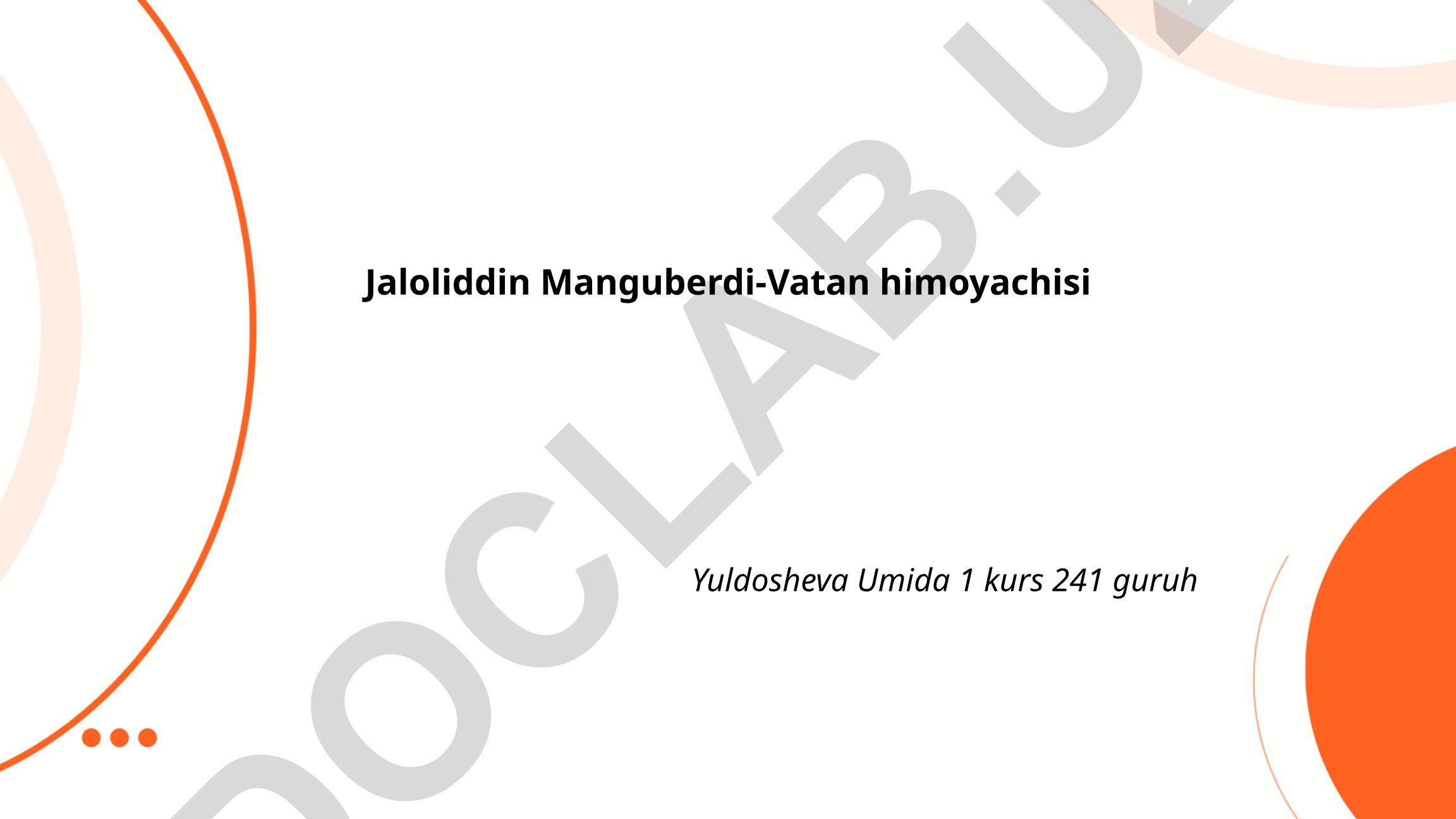 Jaloliddin Manguberdi hayoti va jang san'ati
