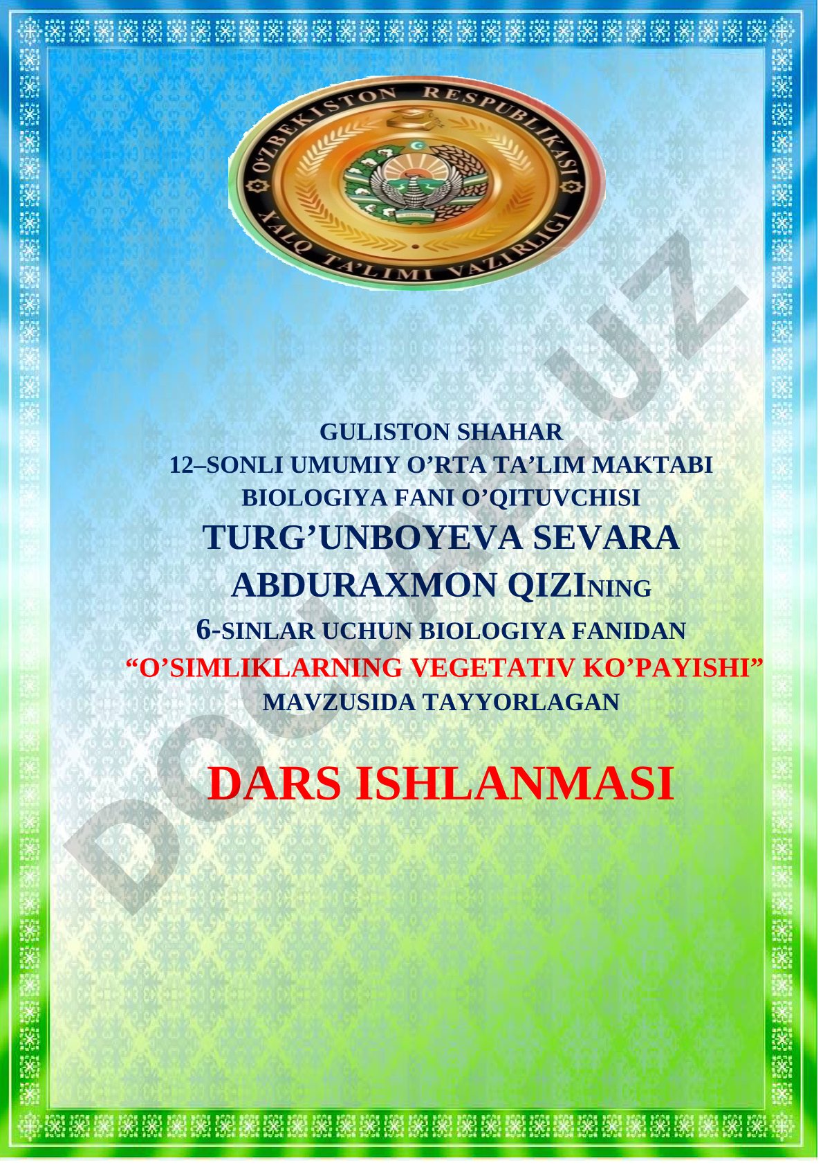 O'simliklarning vegetativ ko'payishi