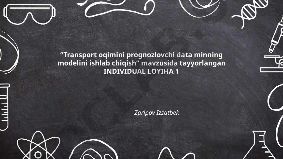 Transport oqimini prognozlovchi data mining modelini ishlab chiqish