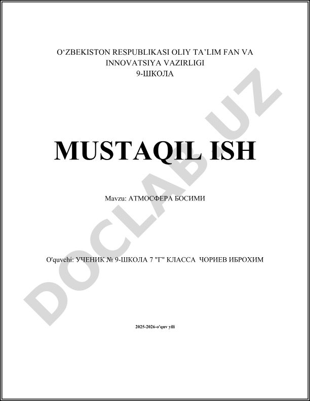 Atmosfera bosimi tushunchasi va uning o'zgarish omillari