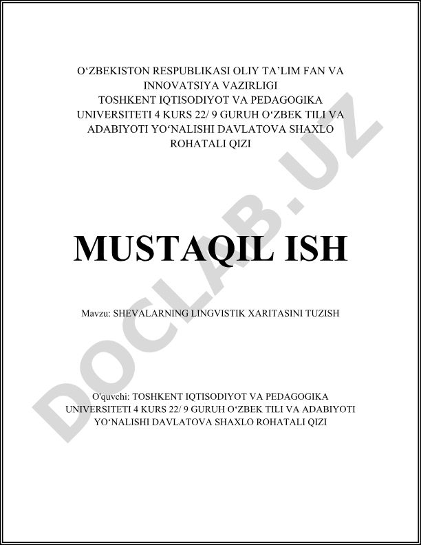 Shevalarning lingvistik xaritasini tuzish