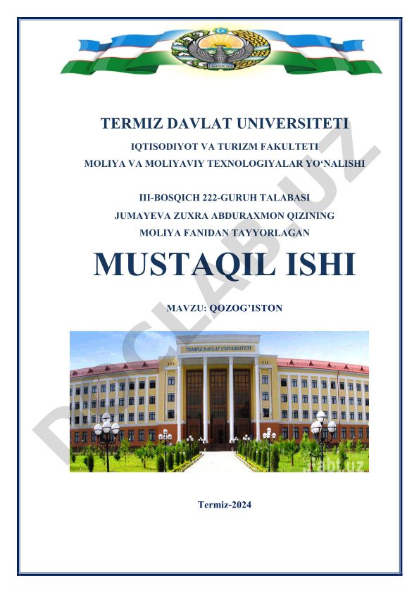 Qozog'iston Respublikasi moliya tizimi va davlat budjeti