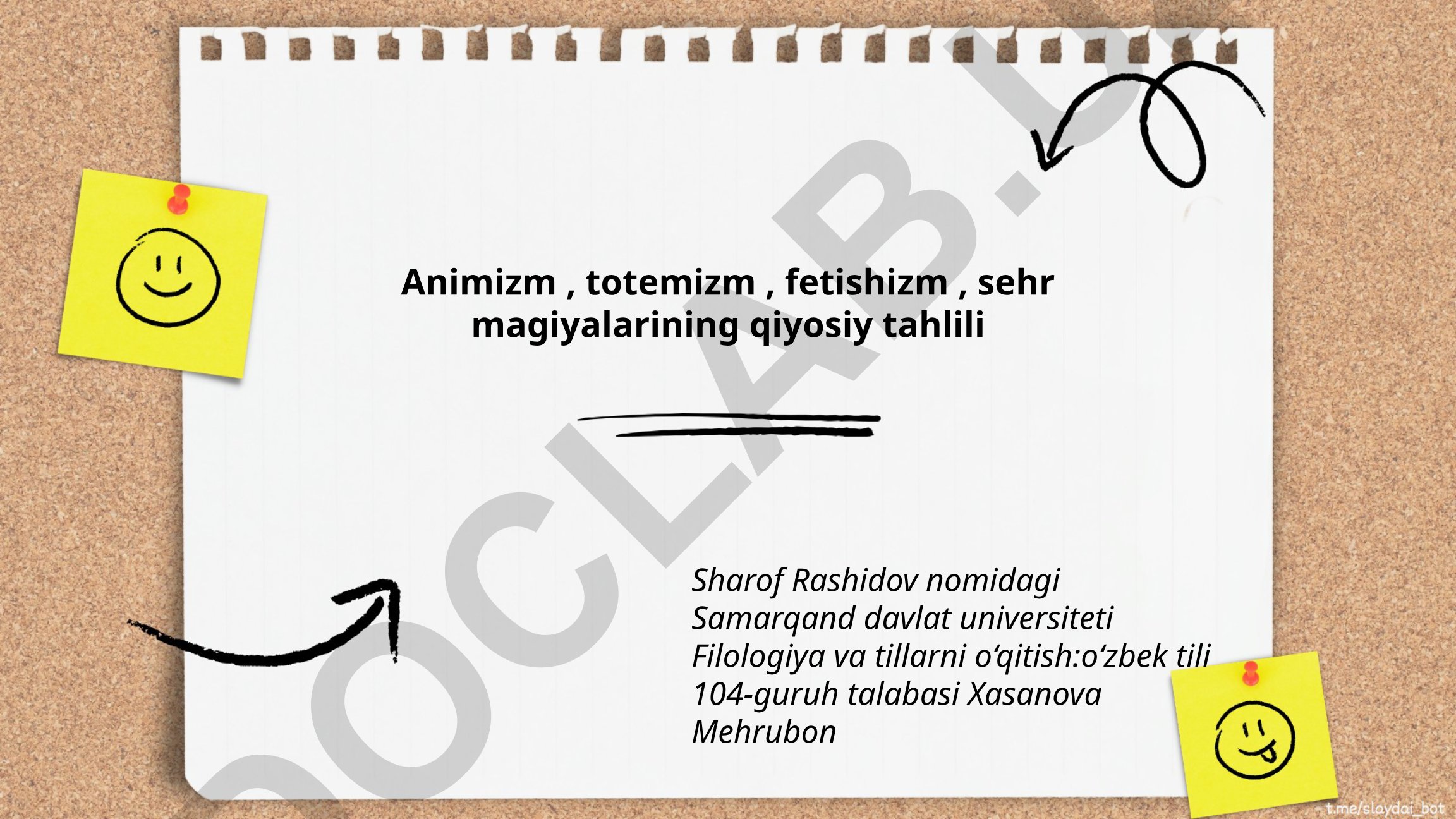 Animizm, totemizm, fetishizm va sehr magiyalarining qiyosiy tahlili