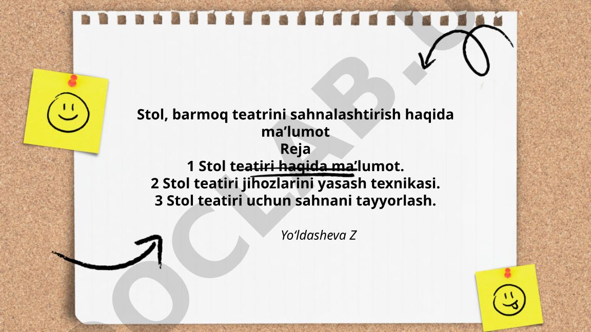 Stol va barmoq teatrini sahnalashtirish