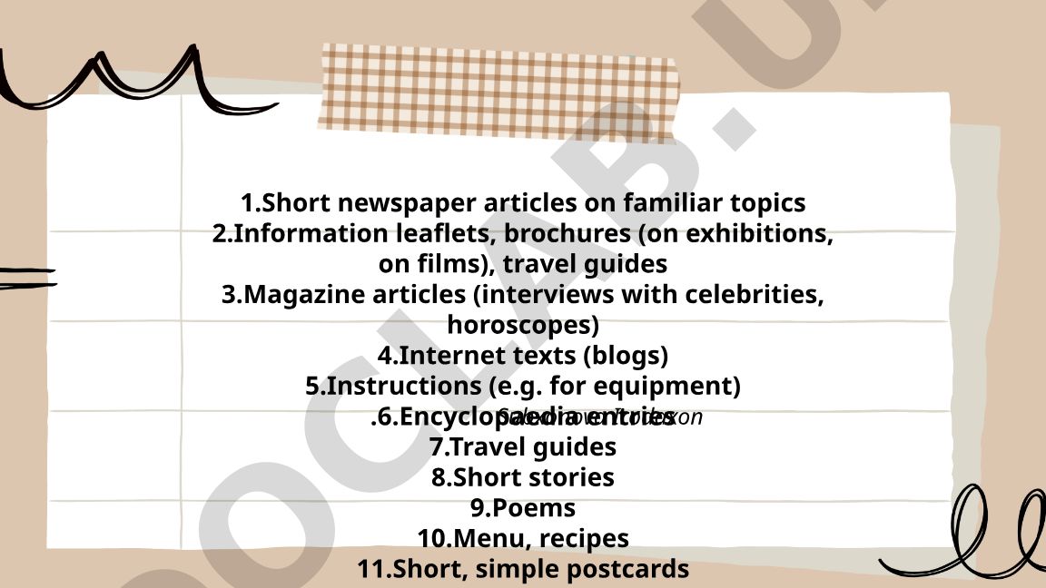 Short texts and documents for language learning