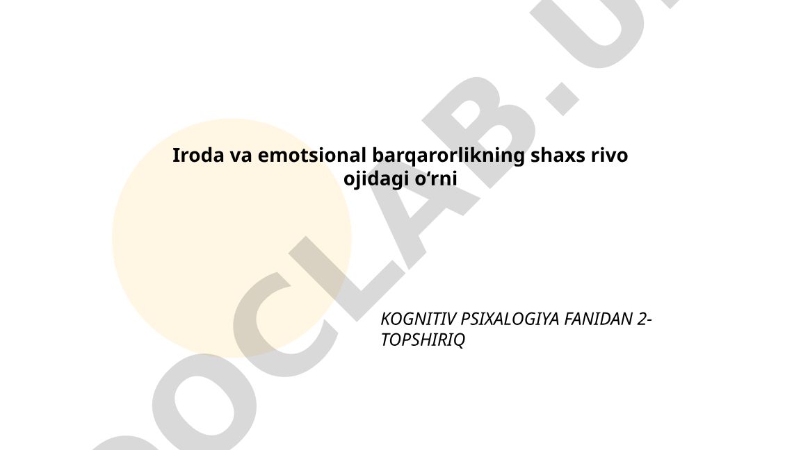 Iroda va emotsional barqarorlikning shaxs rivojlanishidagi o‘rni