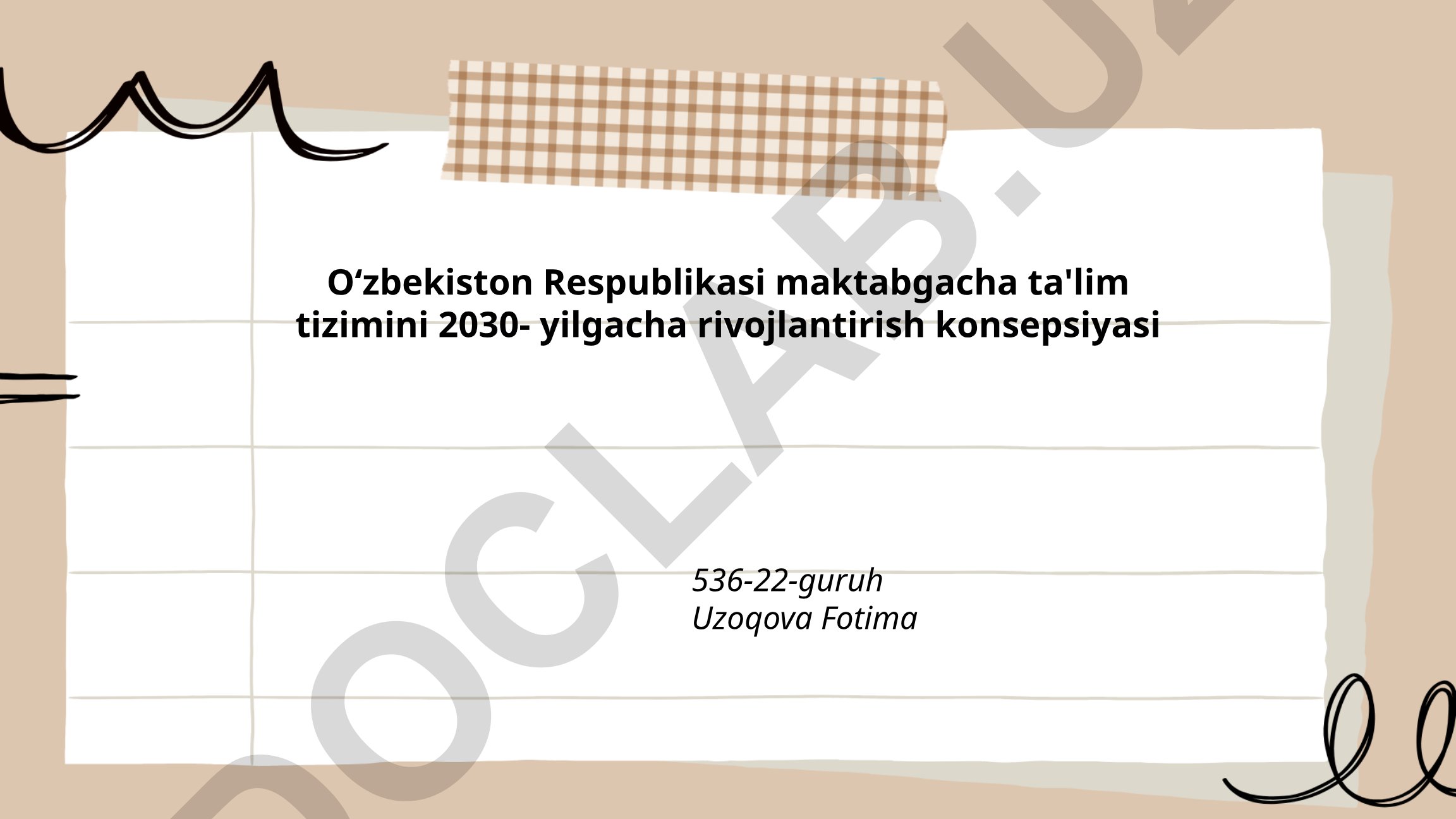 Oʻzbekiston Respublikasi maktabgacha ta'lim tizimini 2030-yilgacha rivojlantirish konsepsiyasi