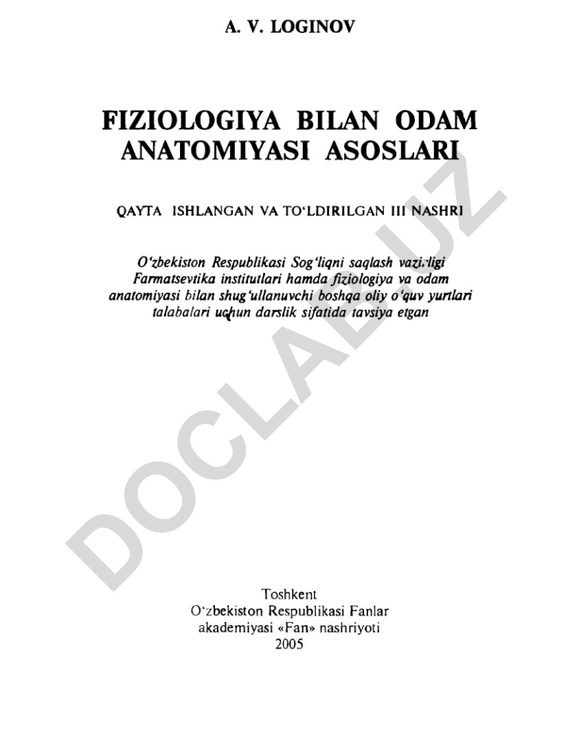 Fiziologiya bilan odam anatomiyasi asoslari
