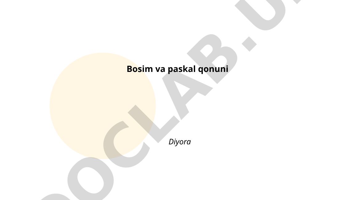 Bosim va paskal qonuni