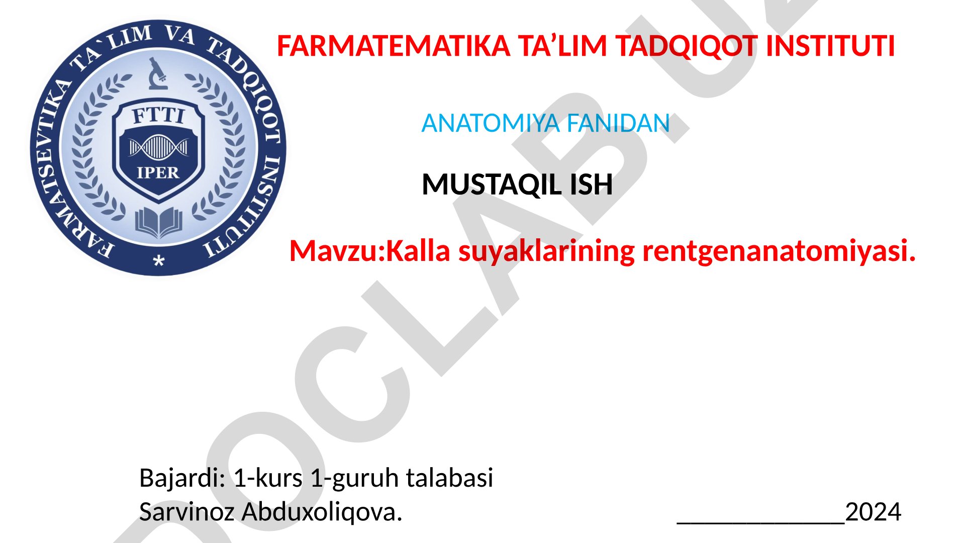 Kalla suyaklarining rentgenanatomiyasi