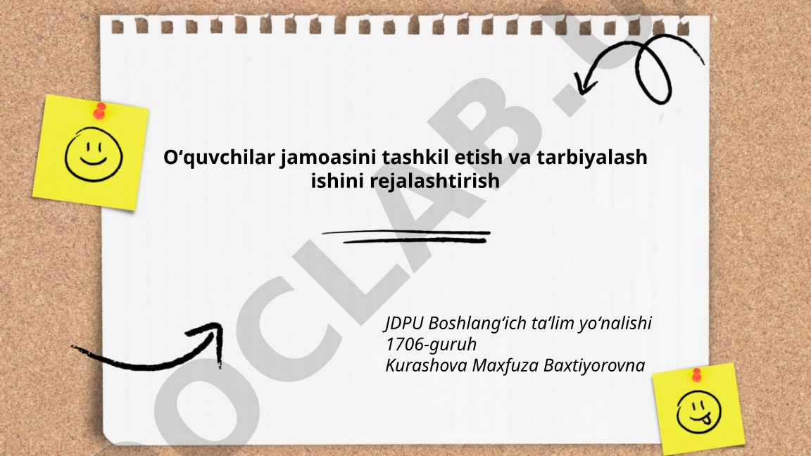 O'quvchilar jamoasini tashkil etish va tarbiyalash ishini rejalashtirish