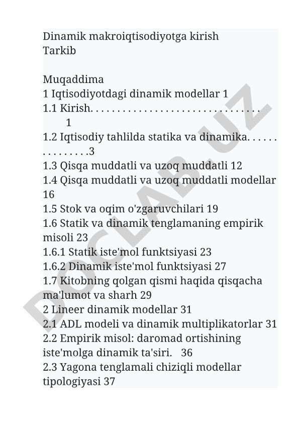 Dinamik makroiqtisodiyotga kirish