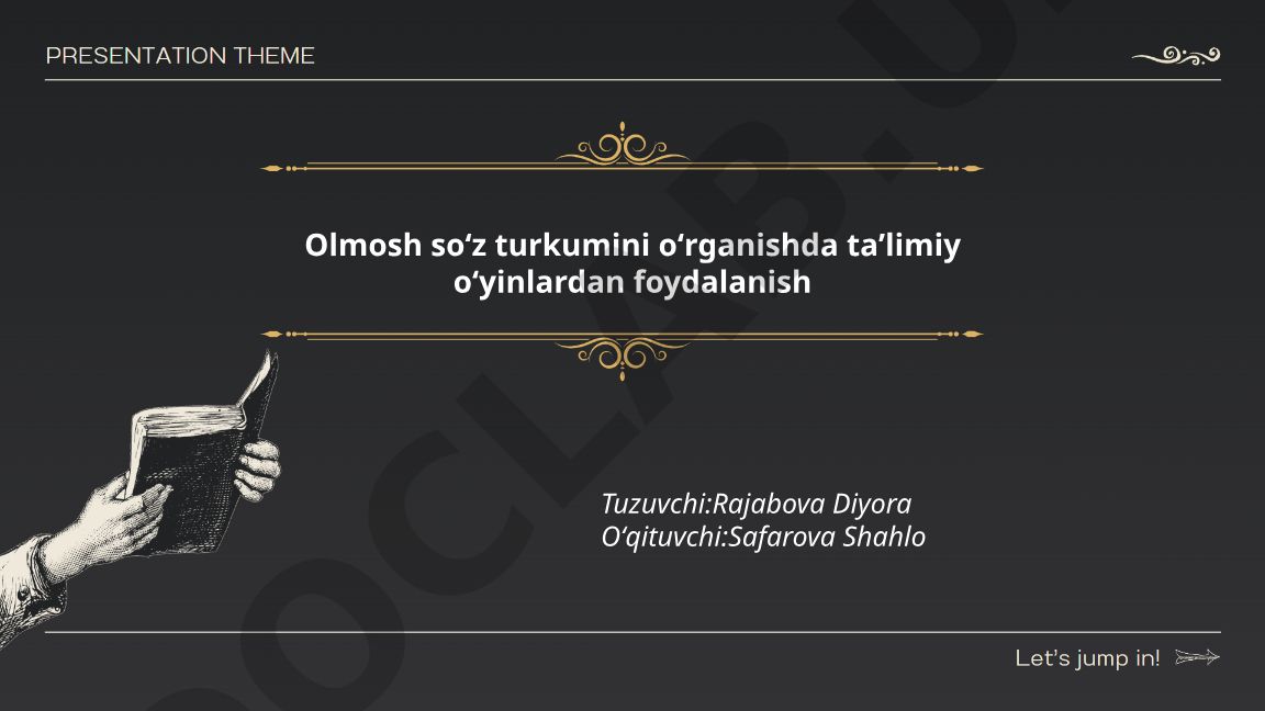 Olmosh soʻz turkumini oʻrganishda taʼlimiy oʻyinlardan foydalanish