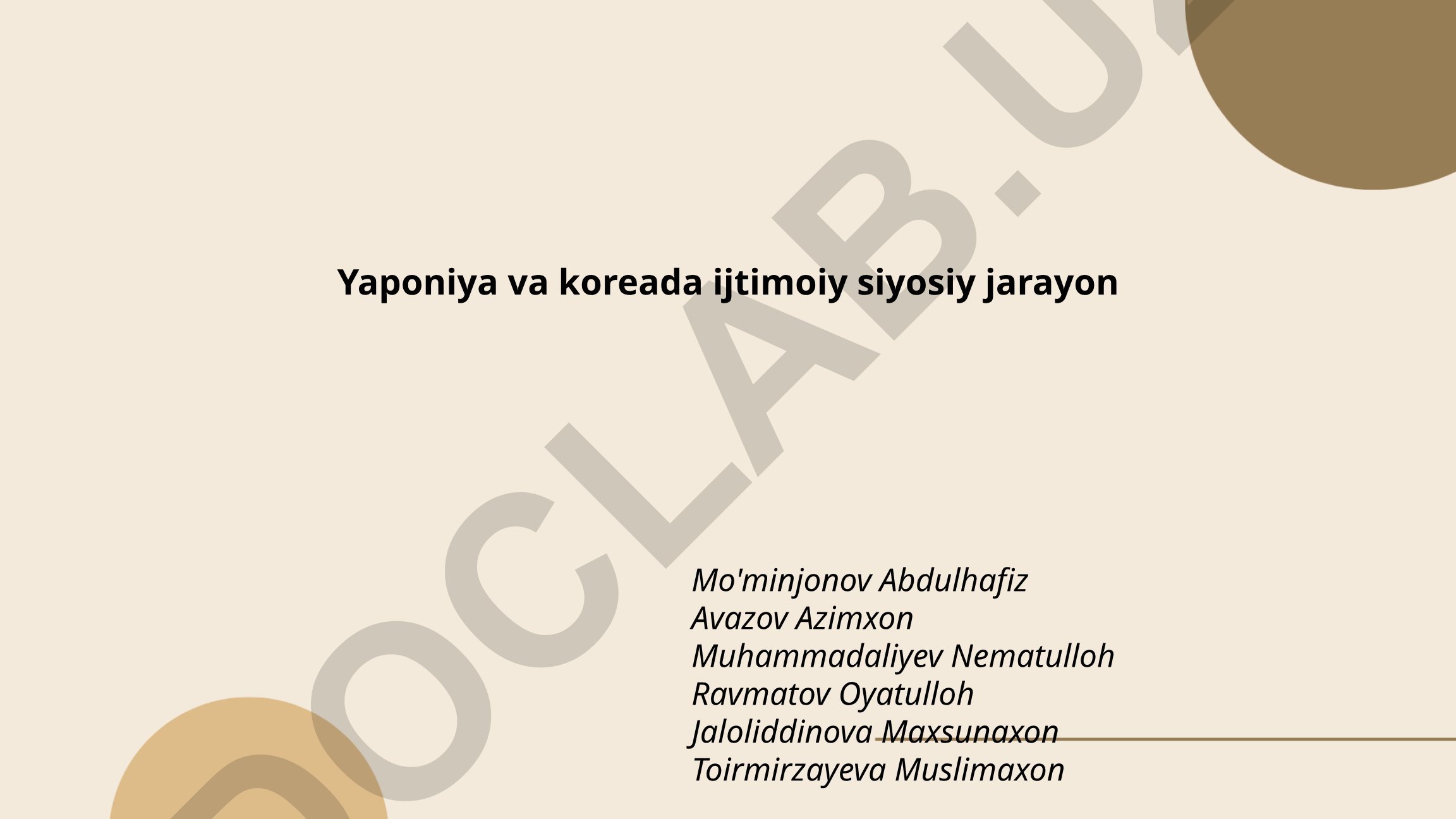 Yaponiya va Koreyada ijtimoiy-siyosiy jarayonlar