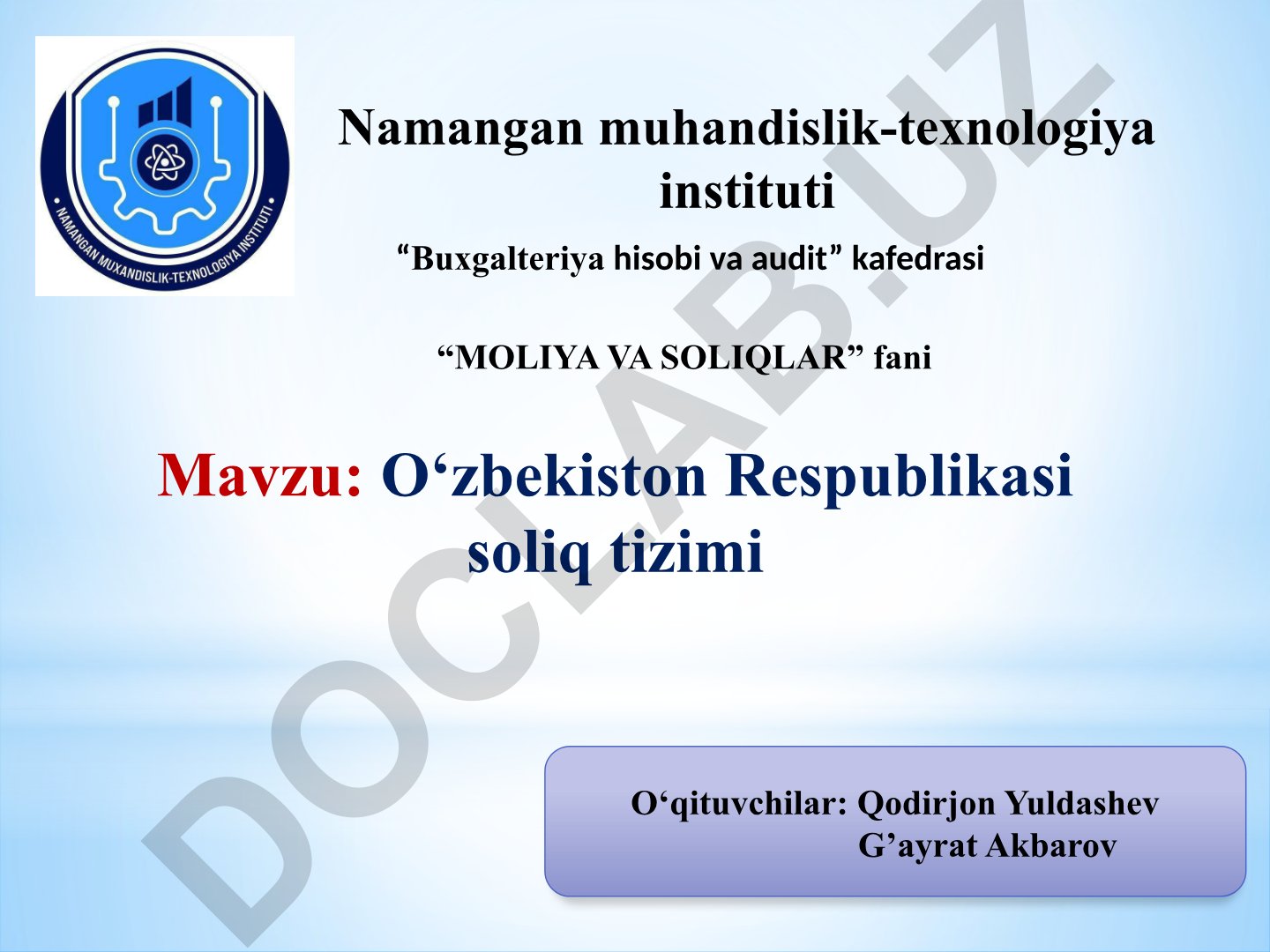O‘zbekiston Respublikasi soliq tizimi