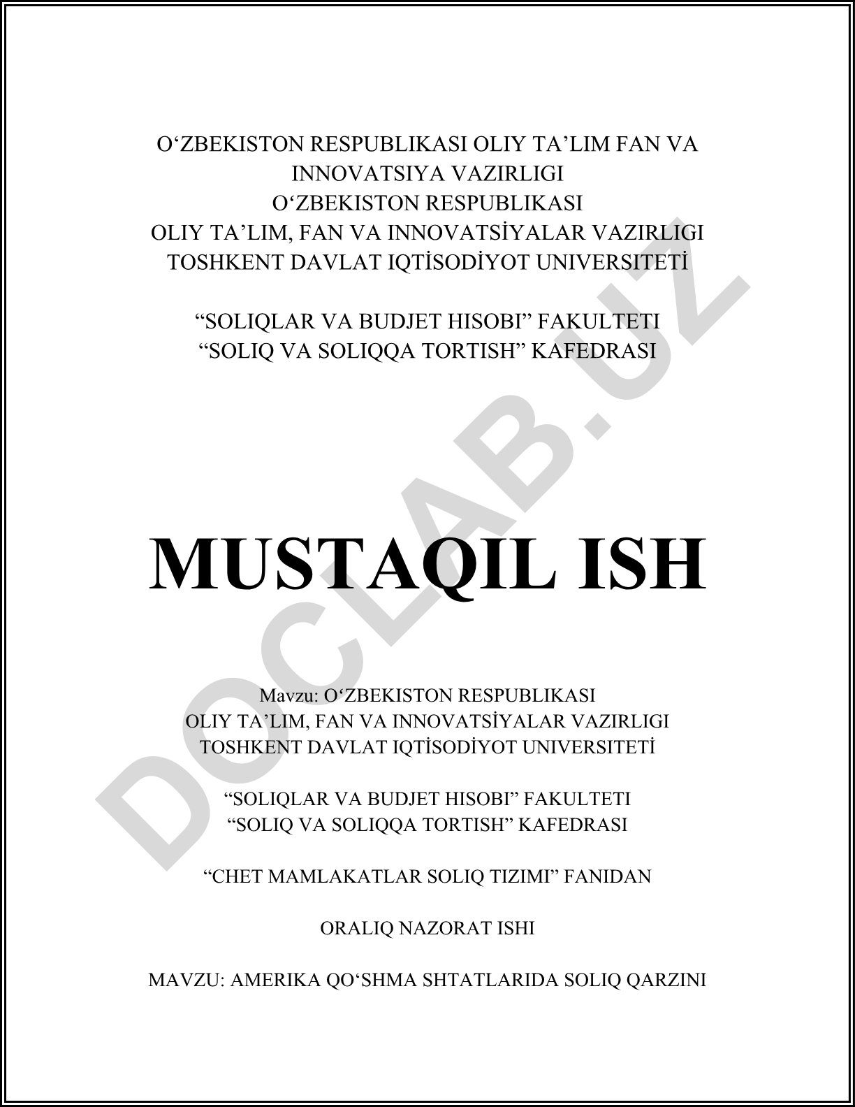 Amerika Qo'shma Shtatlarida soliq qarzini undirish tartibi