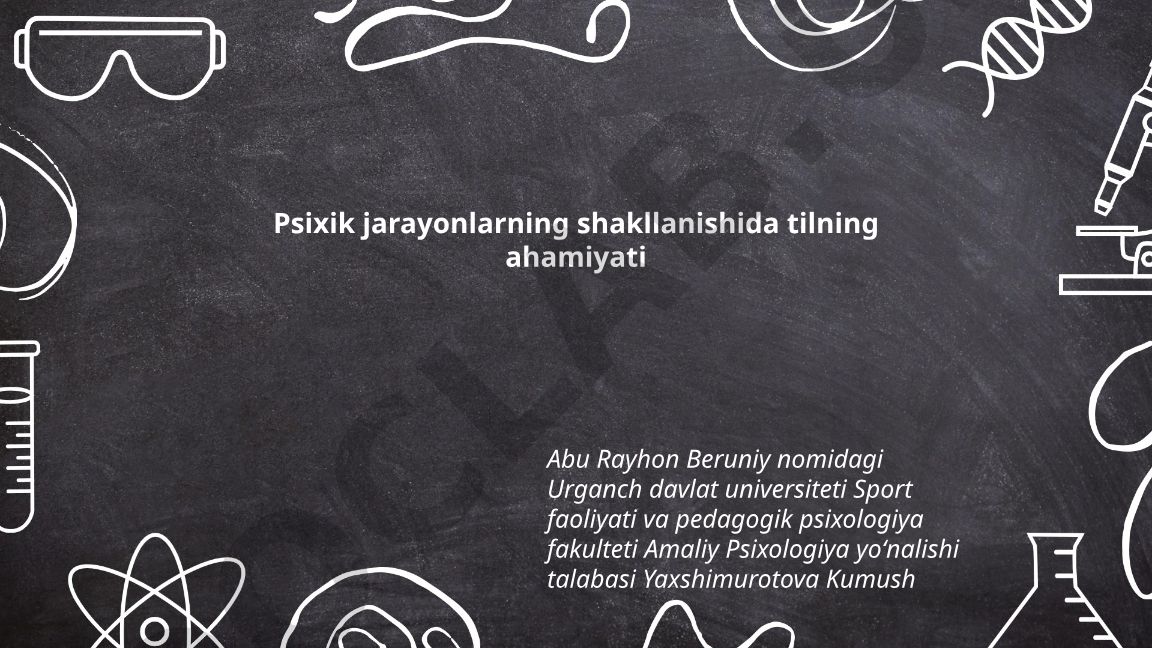 Psixik jarayonlarning shakllanishida tilning ahamiyati