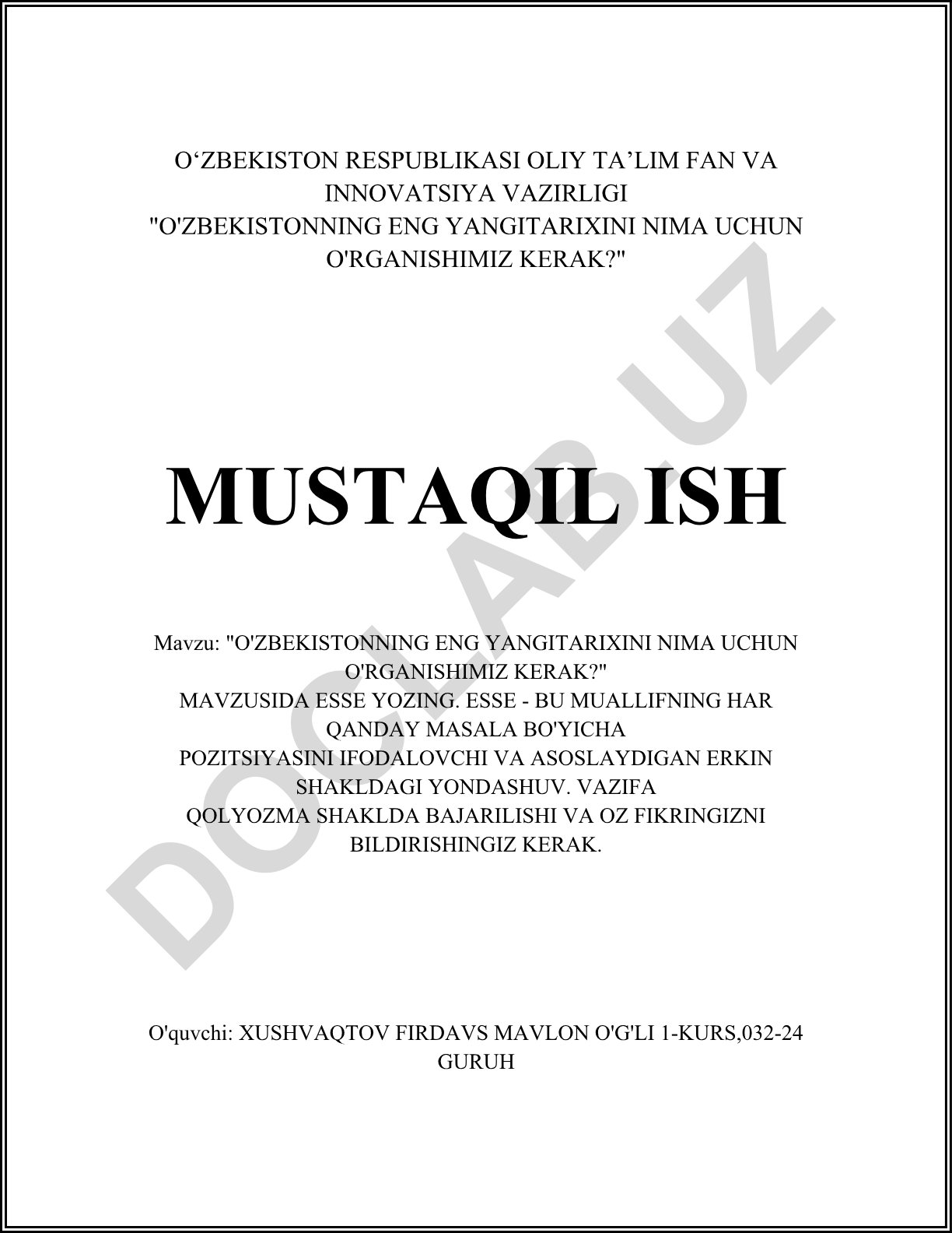 O'zbekistonning yangi tarixini o'rganishning ahamiyati