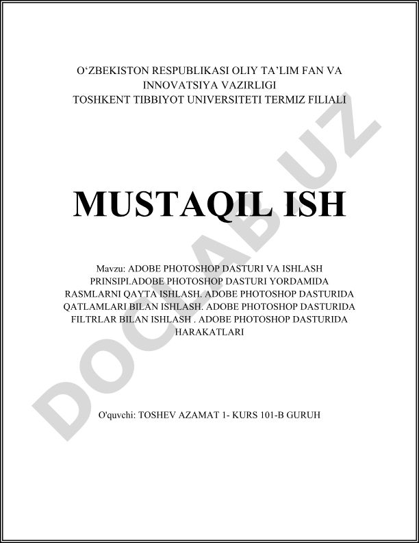 Adobe Photoshop dasturi va ishlash prinsipi