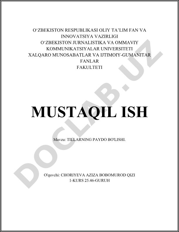 Tillarning paydo bo'lishi