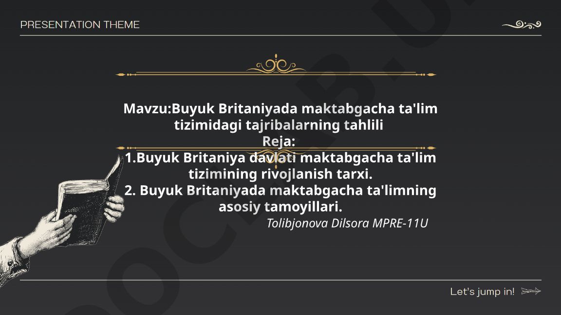 Buyuk Britaniyada maktabgacha ta'lim tizimidagi tajribalarning tahlili