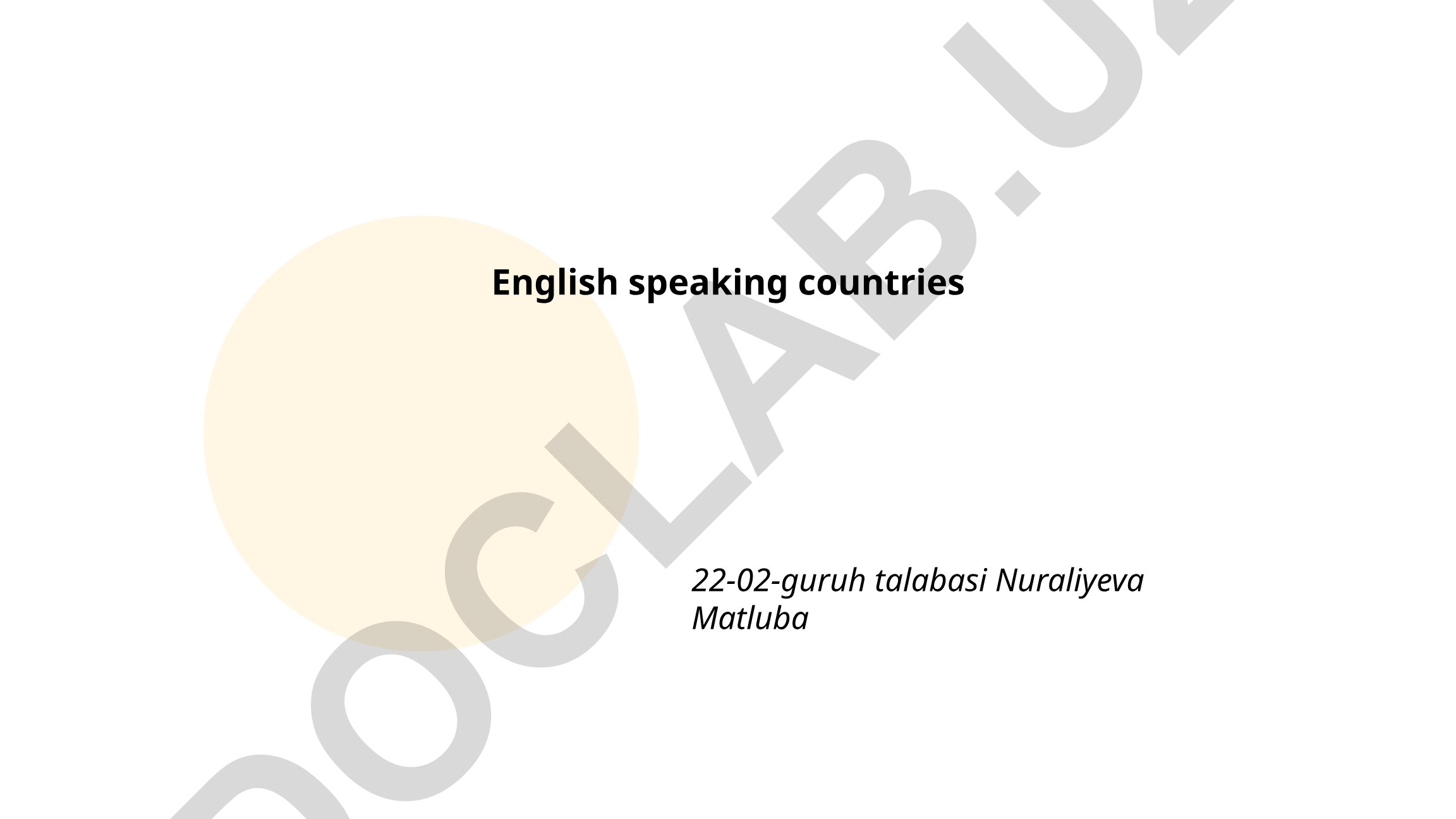 Ingliz tilida so'zlashuvchi davlatlar