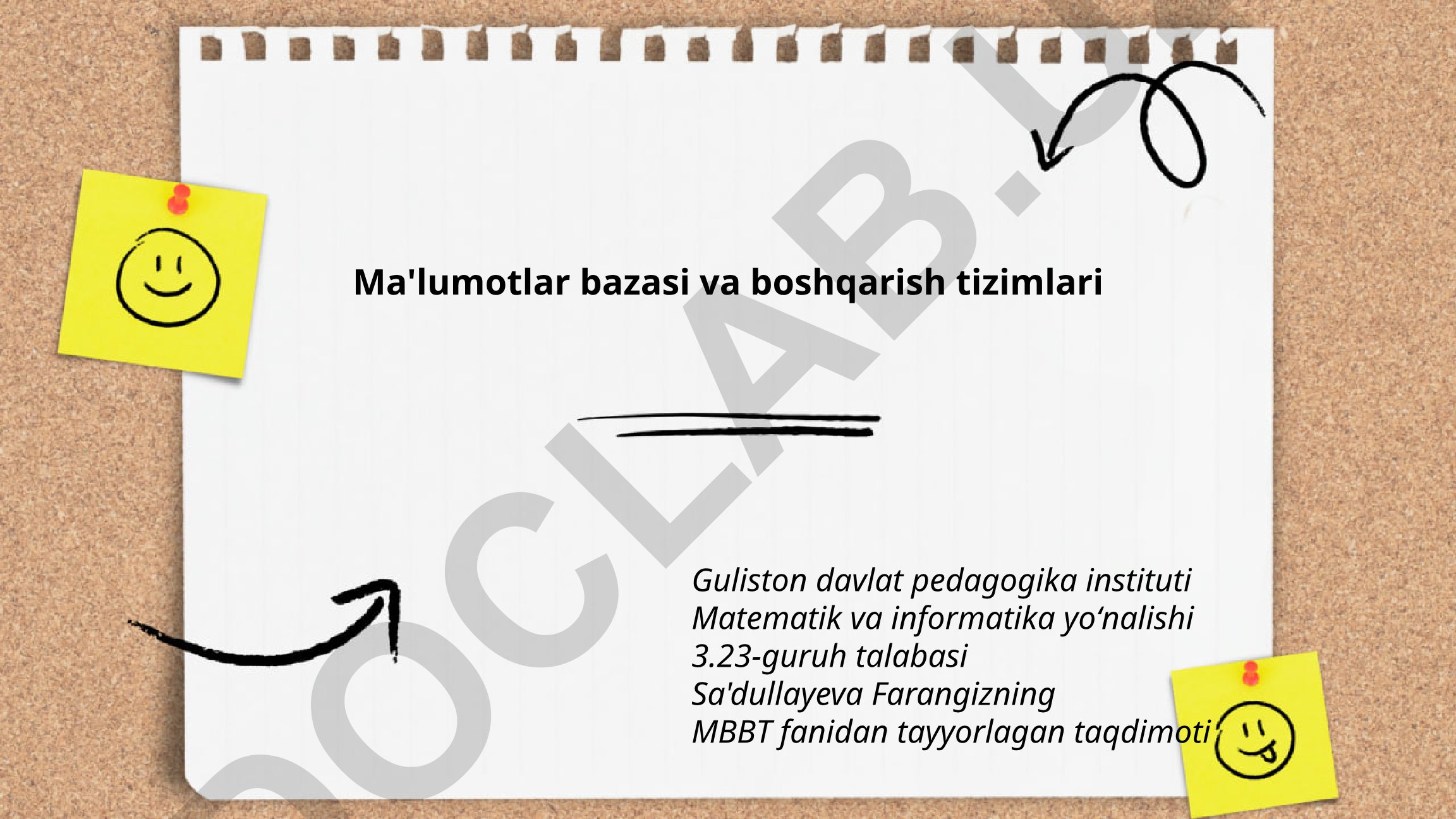 Ma'lumotlar bazasi va boshqarish tizimlari