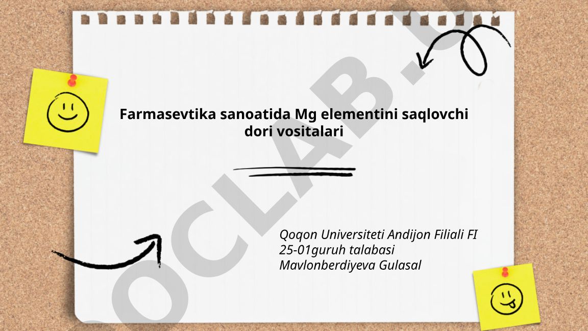 Farmasevtika sanoatida Mg elementini saqlovchi dori vositalari