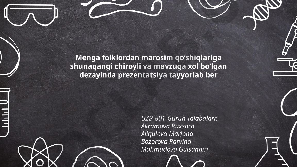 Folklor marosim qoʻshiqlari: estetik dizayn va madaniy meros