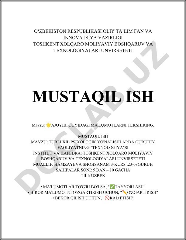Turli xil psixologik yo'nalishlarda guruҳiy faoliyatning texnologiyasi